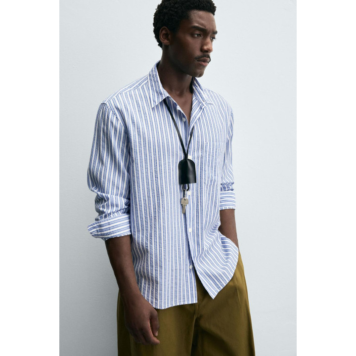 РУБАШКА В ПОЛОСКУ С ЖАТЫМ ЭФФЕКТОМ