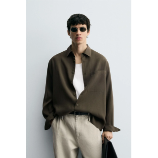 РУБАШКА RELAXED FIT ИЗ СТРУЯЩЕЙСЯ ТКАНИ