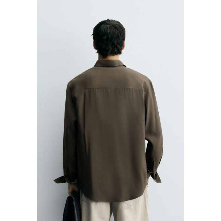 РУБАШКА RELAXED FIT ИЗ СТРУЯЩЕЙСЯ ТКАНИ