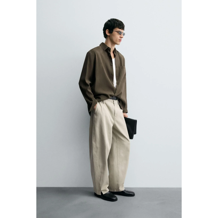 РУБАШКА RELAXED FIT ИЗ СТРУЯЩЕЙСЯ ТКАНИ