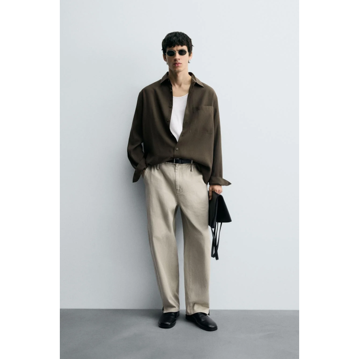 РУБАШКА RELAXED FIT ИЗ СТРУЯЩЕЙСЯ ТКАНИ