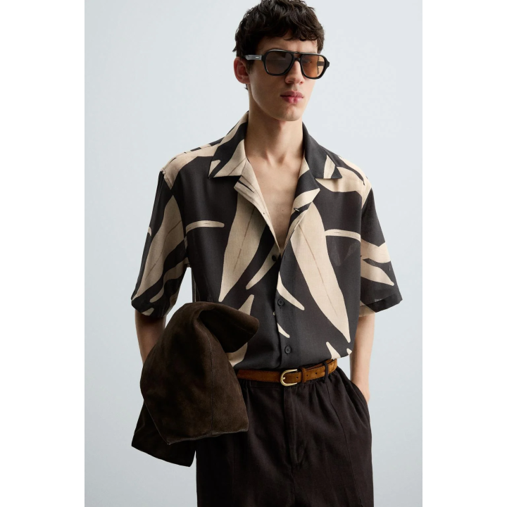 РУБАШКА С ПРИНТОМ ЛИСТЬЕВ