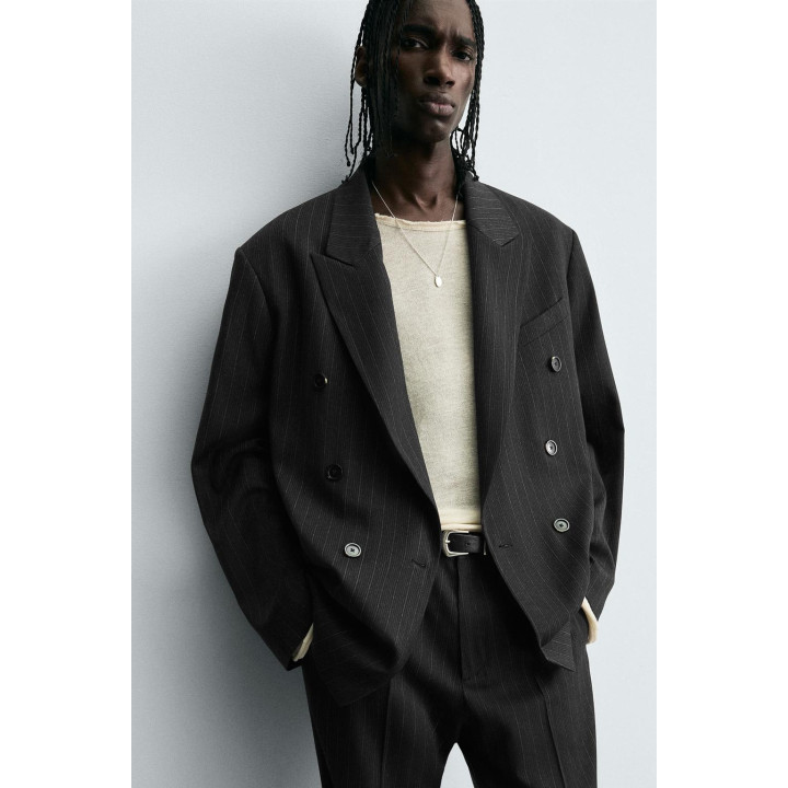 ДВУБОРТНЫЙ КОСТЮМНЫЙ БЛЕЙЗЕР В ПОЛОСКУ