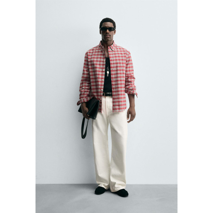 РУБАШКА В КЛЕТКУ С ВОРОТНИКОМ НА ПУГОВИЦАХ