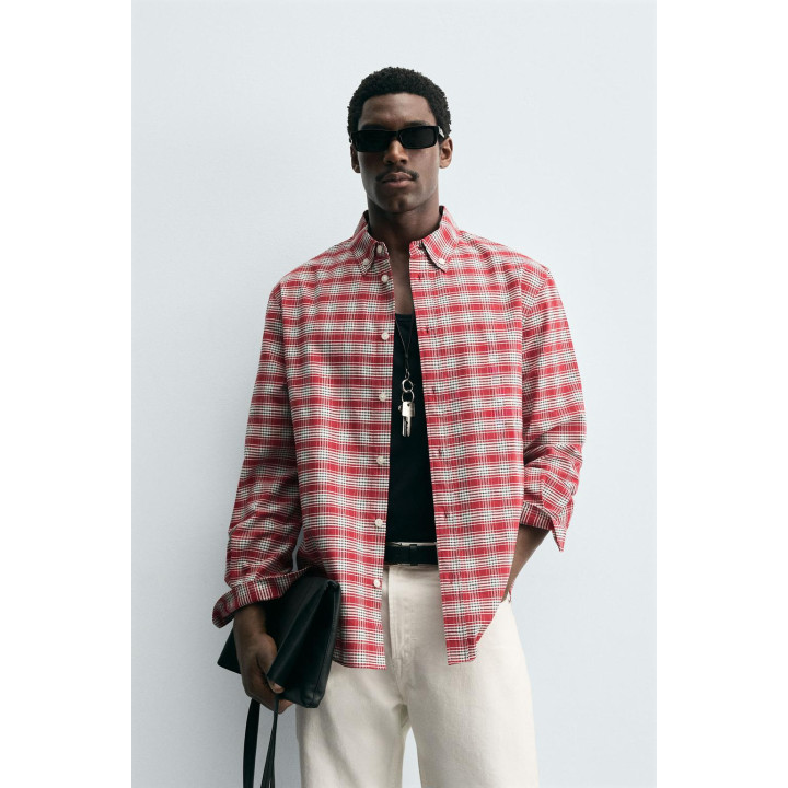 РУБАШКА В КЛЕТКУ С ВОРОТНИКОМ НА ПУГОВИЦАХ