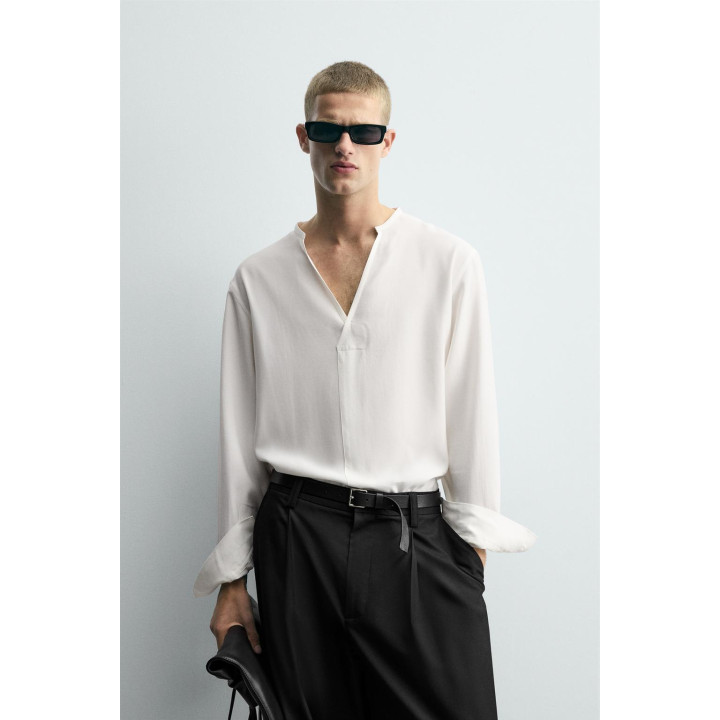 РУБАШКА RELAXED FIT ИЗ СТРУЯЩЕЙСЯ ТКАНИ