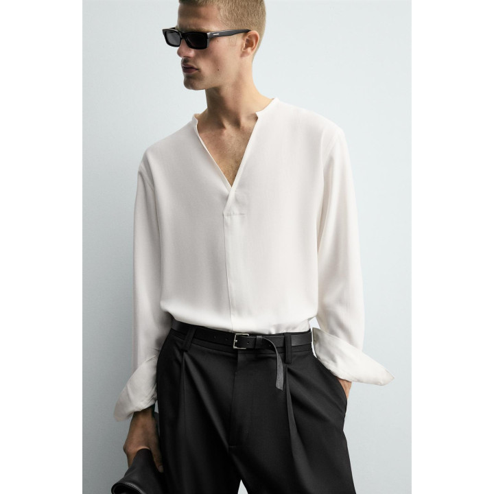 РУБАШКА RELAXED FIT ИЗ СТРУЯЩЕЙСЯ ТКАНИ