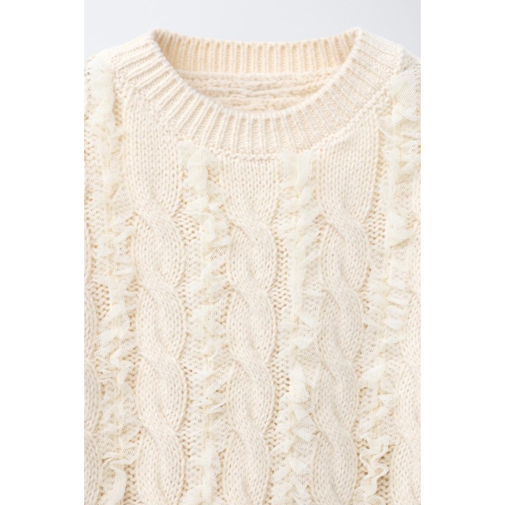 СВИТЕР С ТЮЛЕМ И УЗОРОМ «КОСЫ»