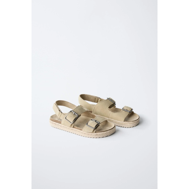 КОЖАНЫЕ САНДАЛИИ С ПРЯЖКАМИ И ДЖУТОВОЙ ПОДОШВОЙ