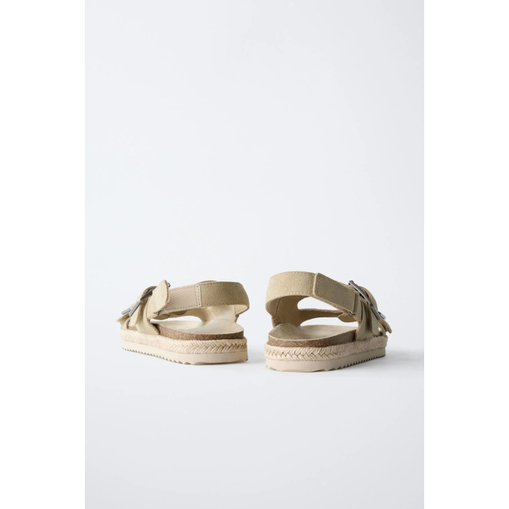 КОЖАНЫЕ САНДАЛИИ С ПРЯЖКАМИ И ДЖУТОВОЙ ПОДОШВОЙ