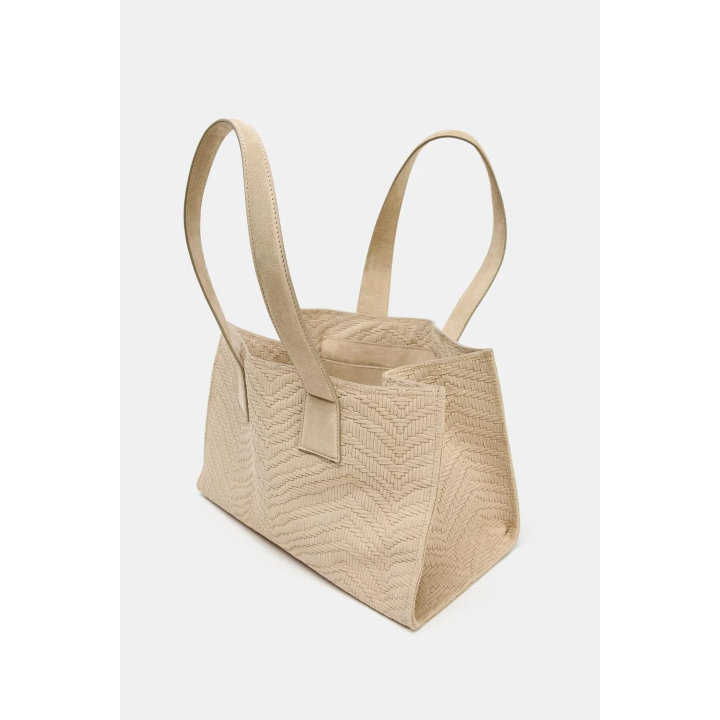 ПЛЕТЕНАЯ ЗАМШЕВАЯ СУМКА-ШОПЕР