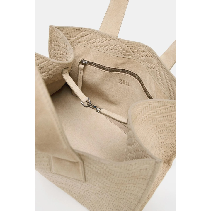 ПЛЕТЕНАЯ ЗАМШЕВАЯ СУМКА-ШОПЕР