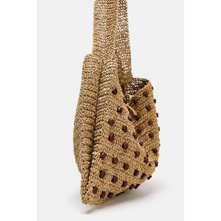 ПЛЕТЕНАЯ СУМКА-ШОПЕР С БУСИНАМИ