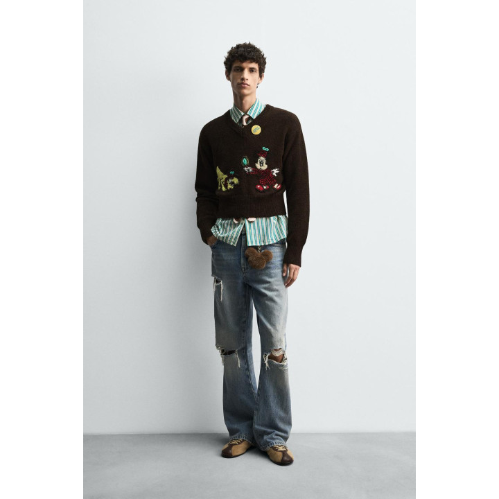 РАСКЛЕШЕННЫЕ ДЖИНСЫ С РАЗРЕЗАМИ HARRY LAMBERT FOR ZARA X DISNEY