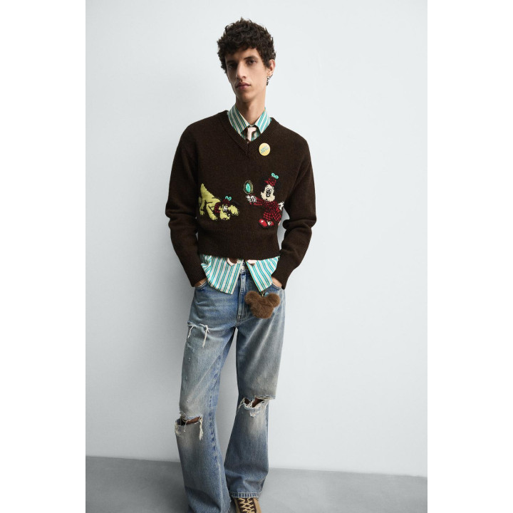 РАСКЛЕШЕННЫЕ ДЖИНСЫ С РАЗРЕЗАМИ HARRY LAMBERT FOR ZARA X DISNEY