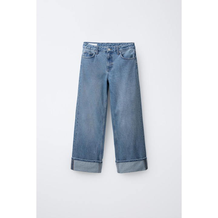 ДЖИНСЫ WIDE LEG С ОТВОРОТАМИ