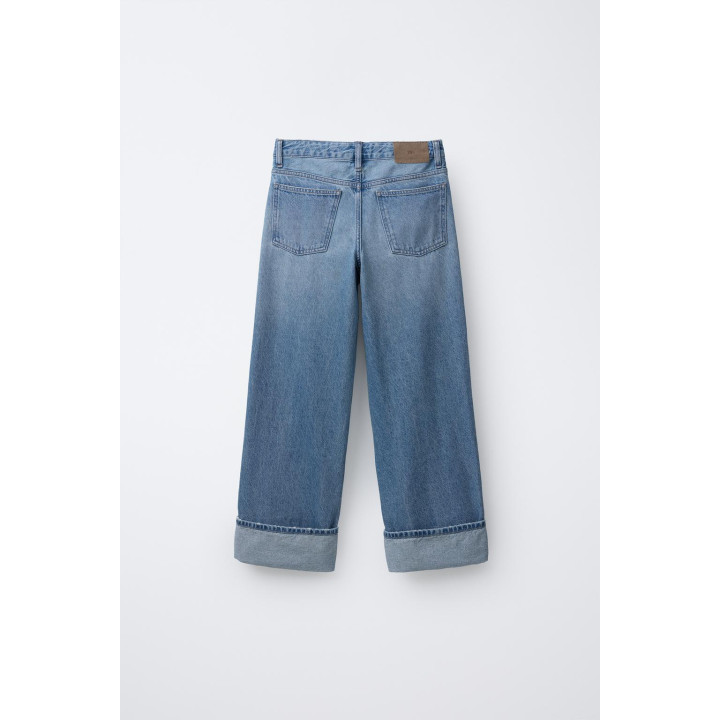 ДЖИНСЫ WIDE LEG С ОТВОРОТАМИ