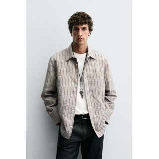 РУБАШКА ИЗ СТРУЯЩЕЙСЯ ТКАНИ В ПОЛОСКУ