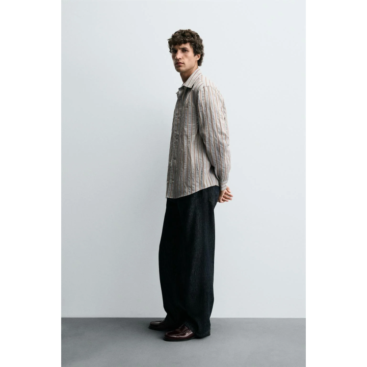 РУБАШКА ИЗ СТРУЯЩЕЙСЯ ТКАНИ В ПОЛОСКУ