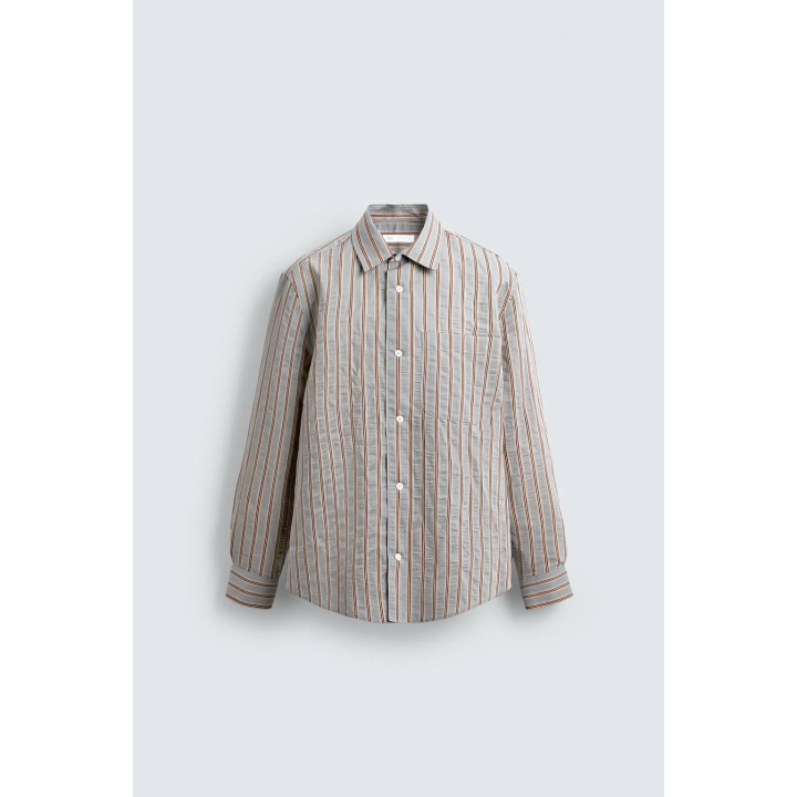 РУБАШКА ИЗ СТРУЯЩЕЙСЯ ТКАНИ В ПОЛОСКУ