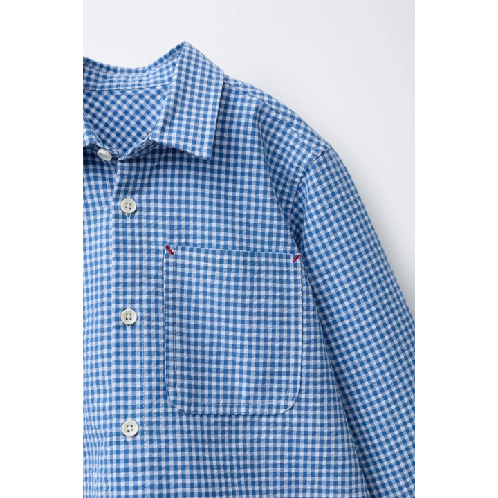 РУБАШКА В КЛЕТКУ ВИШИ С КАРМАНОМ