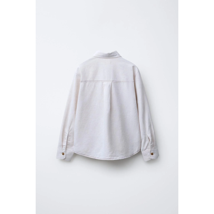 РУБАШКА С ВЫШИТОЙ НАДПИСЬЮ ИЗ ХЛОПКА И ЛЬНА