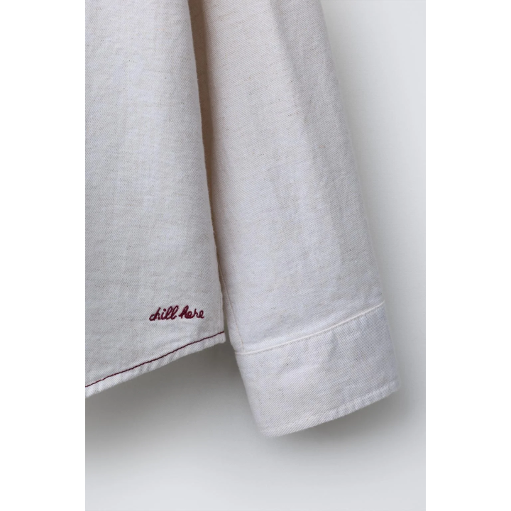 РУБАШКА С ВЫШИТОЙ НАДПИСЬЮ ИЗ ХЛОПКА И ЛЬНА