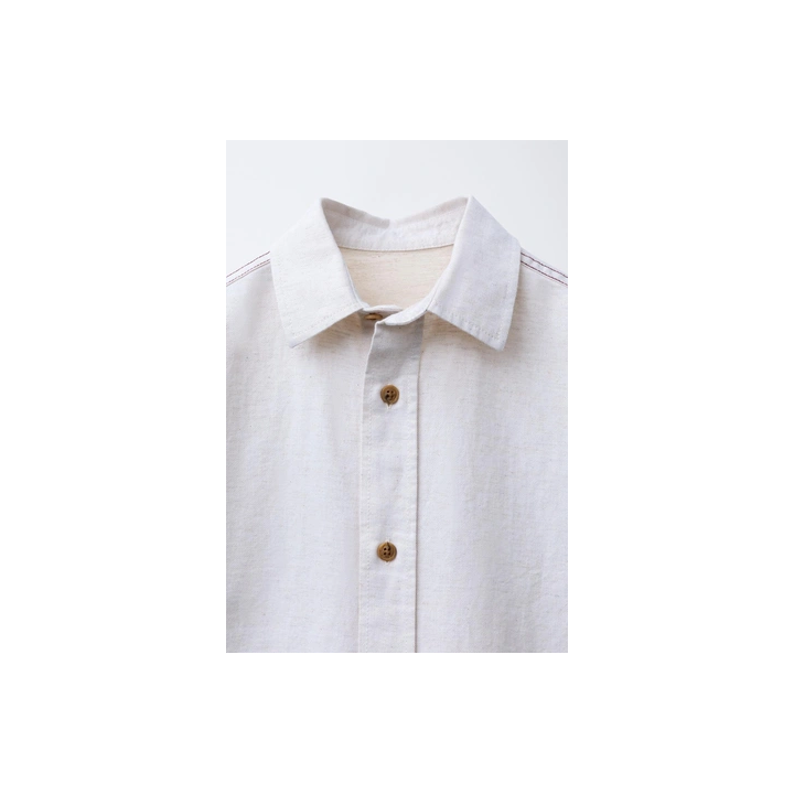 РУБАШКА С ВЫШИТОЙ НАДПИСЬЮ ИЗ ХЛОПКА И ЛЬНА