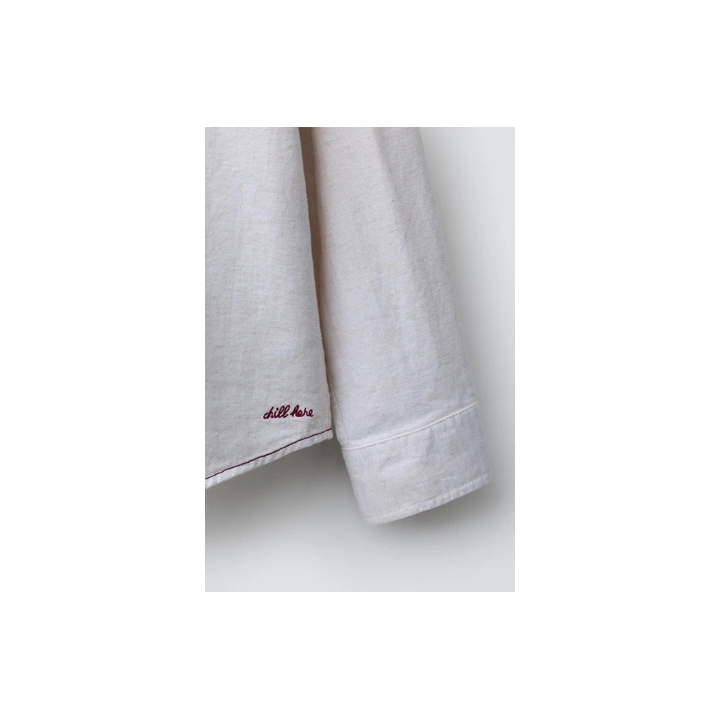 РУБАШКА С ВЫШИТОЙ НАДПИСЬЮ ИЗ ХЛОПКА И ЛЬНА