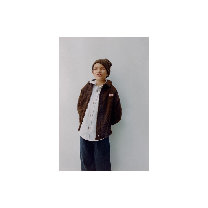 РУБАШКА С ВЫШИТОЙ НАДПИСЬЮ ИЗ ХЛОПКА И ЛЬНА