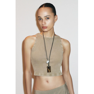 ФУТБОЛКА В РУБЧИК С ОТКРЫТОЙ СПИНОЙ