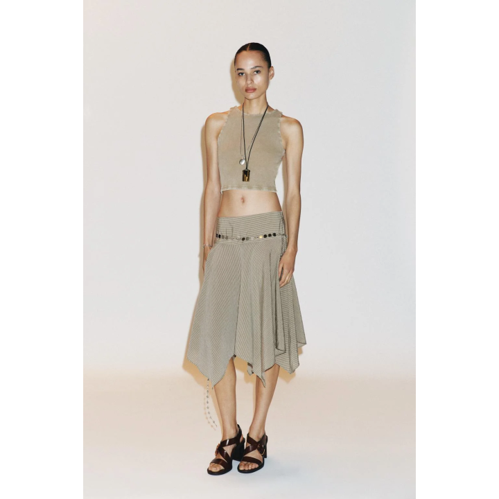 ФУТБОЛКА В РУБЧИК С ОТКРЫТОЙ СПИНОЙ