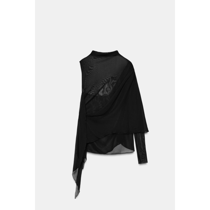 ТОП ИЗ ПОЛУПРОЗРАЧНОЙ ТКАНИ С РУКАВАМИ-НАКИДКАМИ