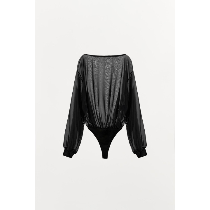 ПОЛУПРОЗРАЧНОЕ БОДИ С ДЛИННЫМИ РУКАВАМИ