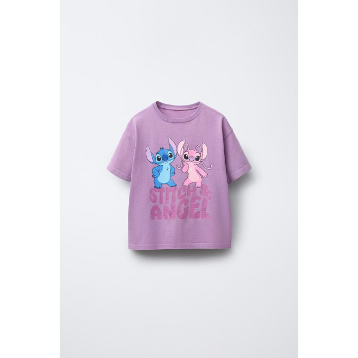 Футболка с блестящей печатью stitch & angel © disney