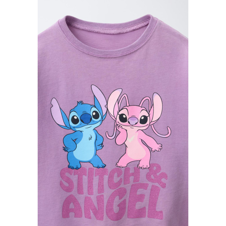 Футболка с блестящей печатью stitch & angel © disney