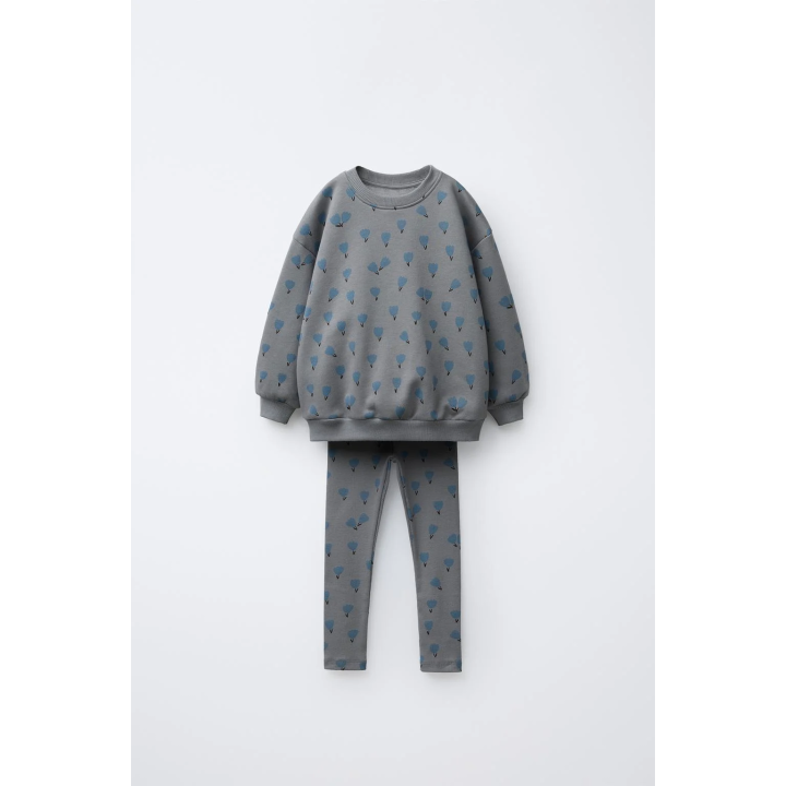 КОМПЛЕКТ: ТОЛСТОВКА И ЛЕГИНСЫ В РУБЧИК С ПРИНТОМ