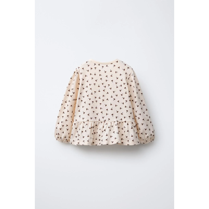 ФУТБОЛКА С ЦВЕТОЧНЫМ ПРИНТОМ И БАРХАТНЫМ БАНТОМ