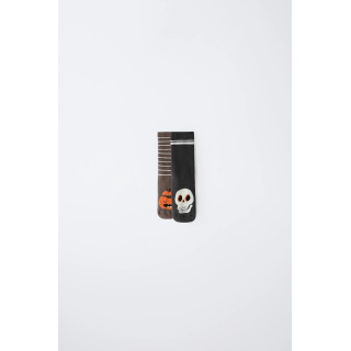 НАБОР ИЗ ДВУХ ПАР НОСКОВ С АНТИСКОЛЬЗЯЩИМ ПОКРЫТИЕМ, ТЫКВОЙ И ЧЕРЕПОМ