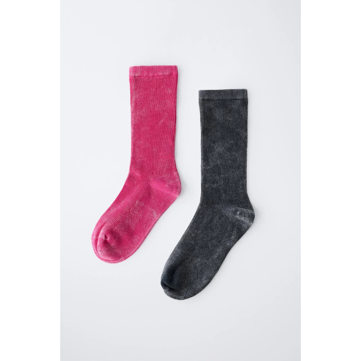 НАБОР ИЗ ДВУХ ПАР ВЫСОКИХ НОСКОВ С ЭФФЕКТОМ ПОТЕРТОСТИ