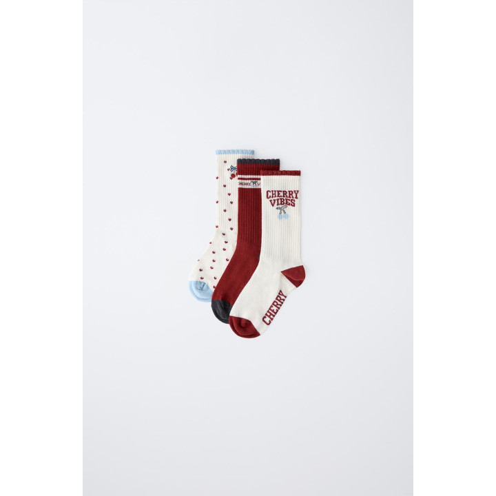 Набор из 3 пар носков с вишневым узором