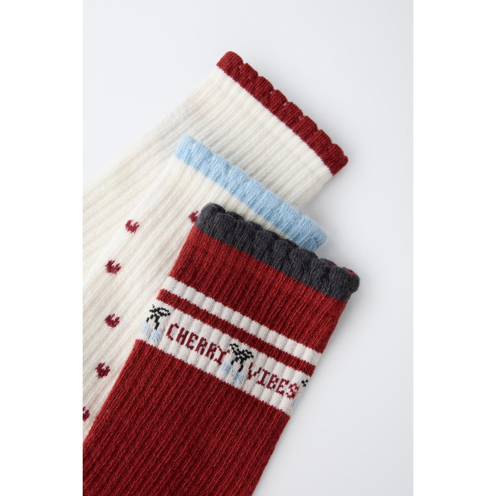 Набор из 3 пар носков с вишневым узором