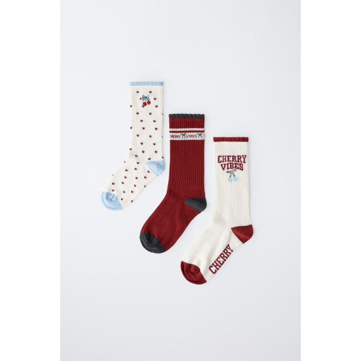Набор из 3 пар носков с вишневым узором
