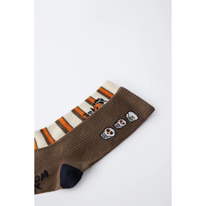 Набор из двух пар носков в полоску с изображением тыквы