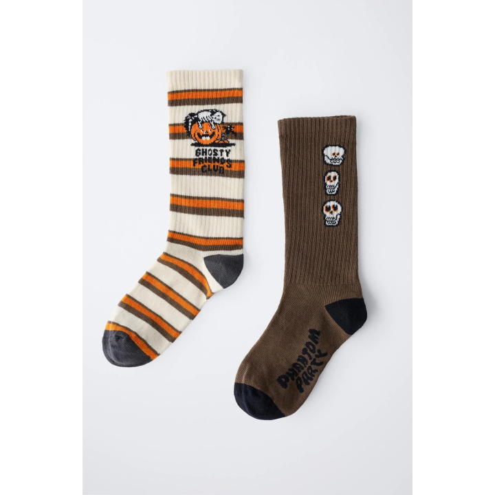 Набор из двух пар носков в полоску с изображением тыквы
