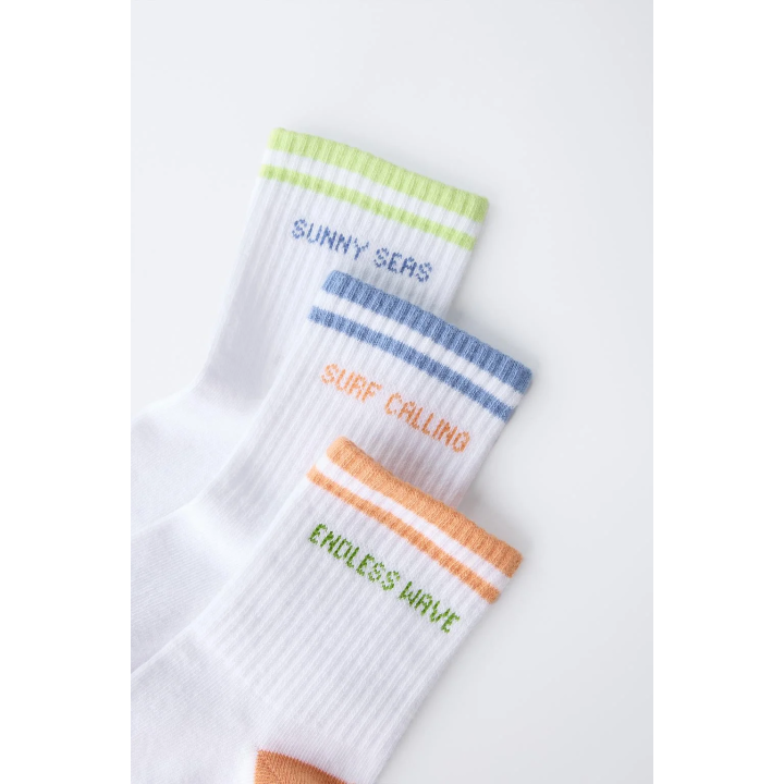 Набор из 3 пар носков в полоску и с текстовым принтом