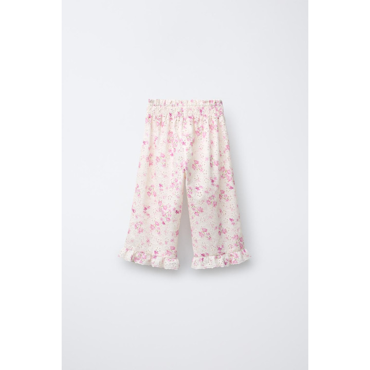 БРЮКИ ШИФФЛИ С ЦВЕТОЧНЫМ ПРИНТОМ