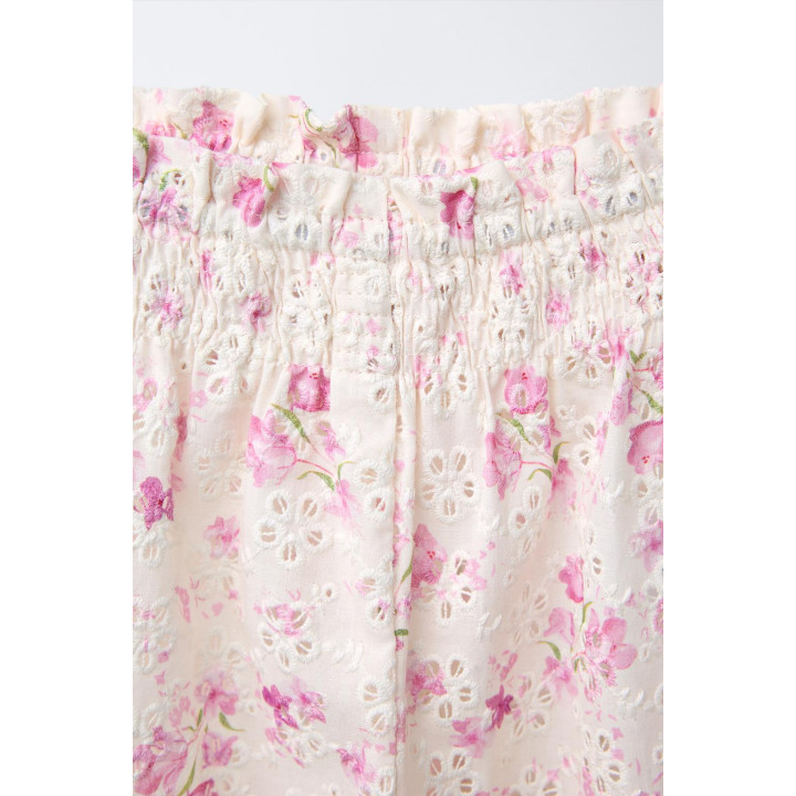 БРЮКИ ШИФФЛИ С ЦВЕТОЧНЫМ ПРИНТОМ