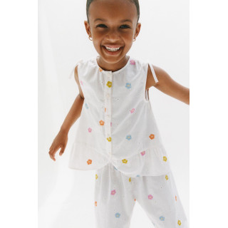 РУБАШКА ИЗ ПОПЛИНА С ВЫШИВКОЙ В ВИДЕ ЦВЕТОВ