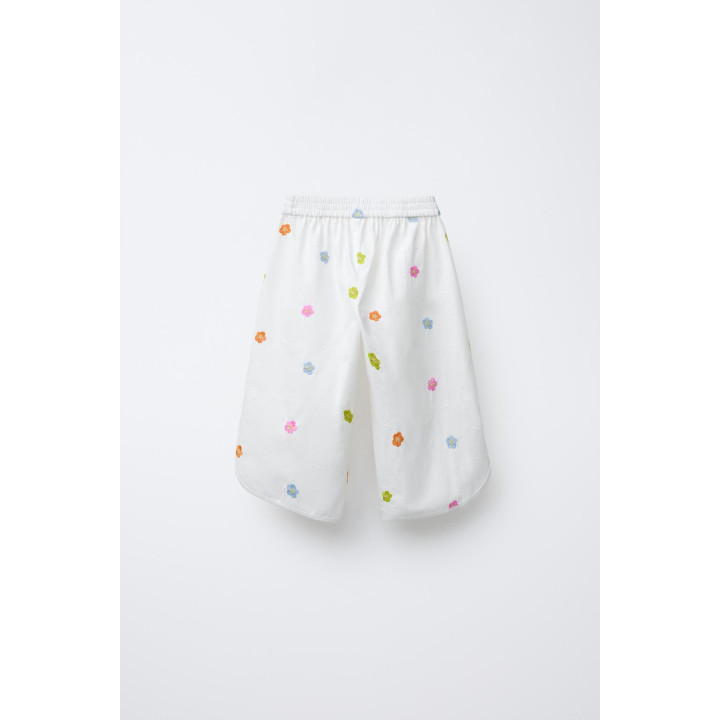 ПОПЛИНОВЫЕ БРЮКИ С ЦВЕТОЧНОЙ ВЫШИВКОЙ